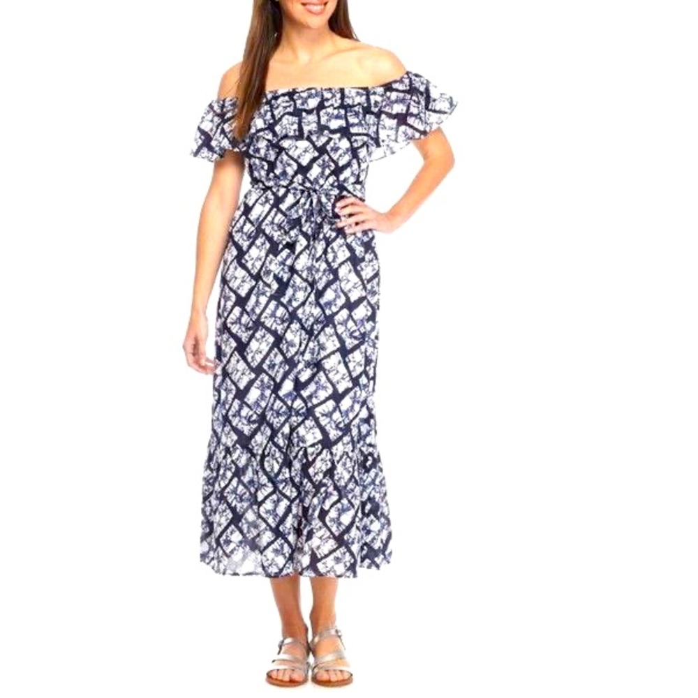 Women’s Grace Elements Off The Shoulder Midi Peasant Dress Size L NWT